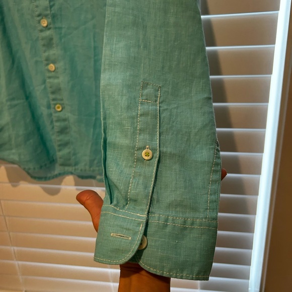 NWT Tommy Bahama Linen Button Up Dress Shirt Seaglass Breezer Long Sleeve Medium - Picture 7 of 8